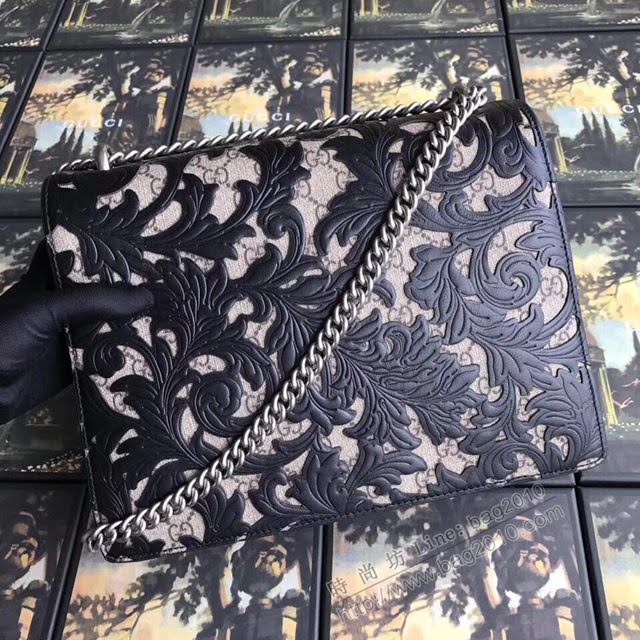 Gucci包 古馳新款女包 Gucci酒神包 400235黑蔓藤 Gucci鏈條斜挎女包 Gucci肩背包  gdj1019